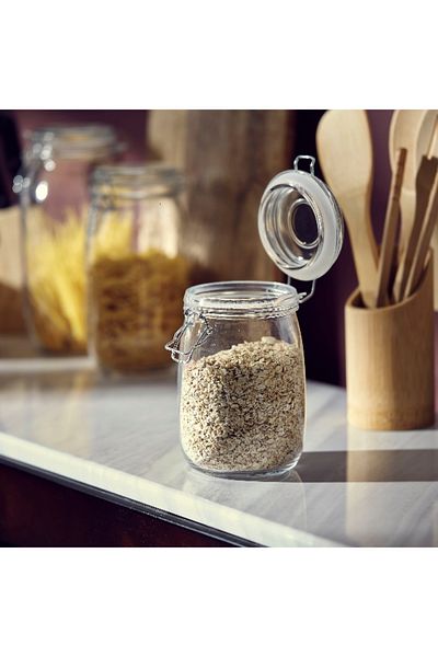 Home Box Atlanta Glass Canister with Metal Clip - 900 ml