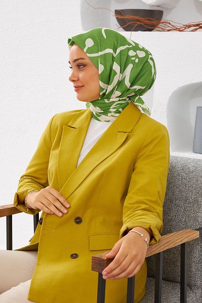 İpekhan Μαλακό κασκόλ Relax Geometric Line Emerald Green 1145-16