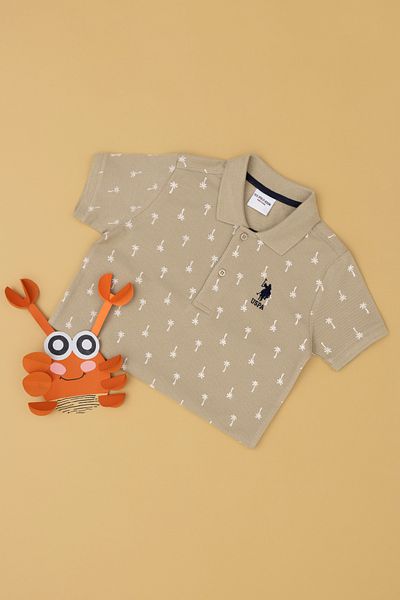 U.S. Polo Assn. Boy's Light Khaki Polo Neck T-Shirt 50288073 -Vr183