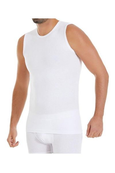 YILDIZ 75 White Modal Round Neck Men's Zero Sleeve Tank Top