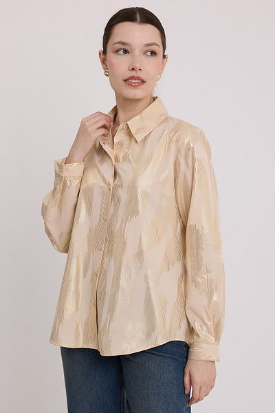 Bigdart Women's Beige Gold Varak Patterned Shirt 20253