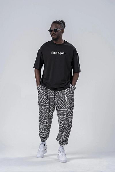 hazelin Ανδρικό Jogger Sweatpants - Anthracite White, ελαστική μέση και πόδι, χαλαρή εφαρμογή HZL24S-MXC8989-052