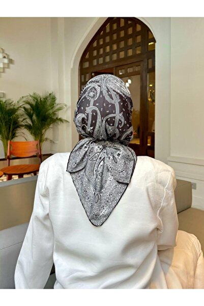 İpekhan Eșarfă din bumbac negru gri din seria etnică İpekhan 1116-16