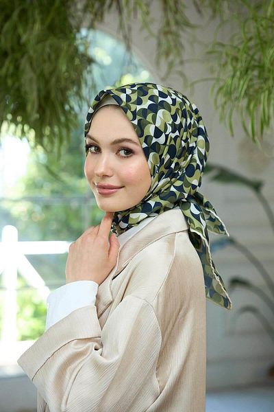 İpekhan Μαλακό κασκόλ Khaki Navy Blue Summer Sparkle Collection - 1185-06