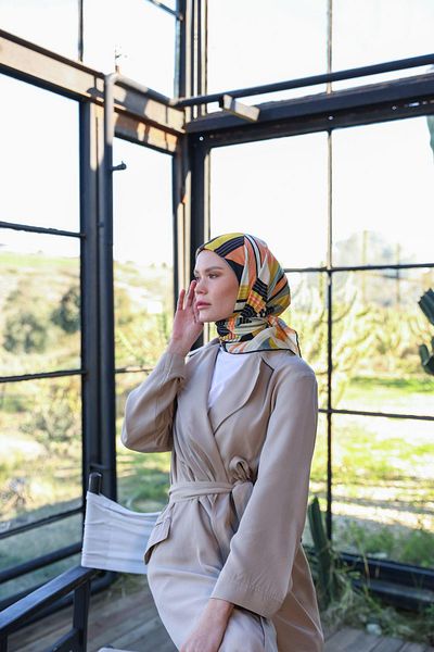 İpekhan Boheme Collection Μαλακό Κασκόλ Πορτοκαλί Κίτρινο 1174-02