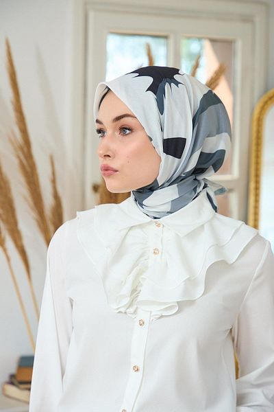 İpekhan Μαλακό κασκόλ Γκρι Λευκό Summer Sparkle Collection - 1189-02