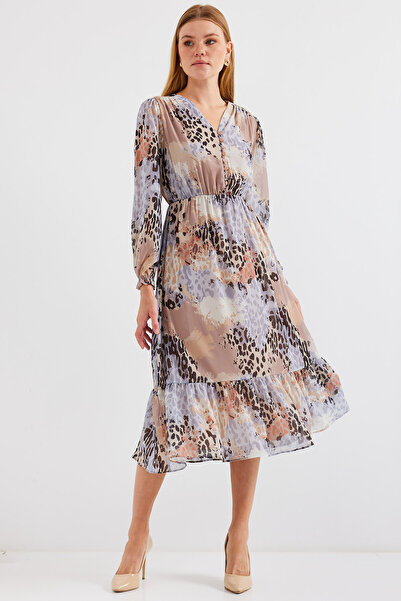 Bigdart Šedé šifonové šaty se vzorem 2137