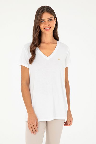 U.S. Polo Assn. Γυναικείο μπλουζάκι με λαιμόκοψη σε λευκό λαιμόκοψη 50280019-vr013