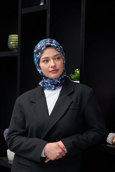 İpekhan Harmony Collection Μαλακό Κασκόλ Navy Blue Pink 1177-15