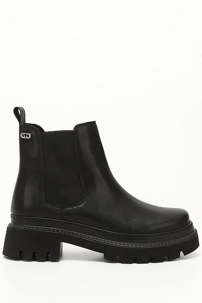 GÖNDERİ(R) Women/Girls Black Blunt Toe Thick Heeled Chelsea Boots