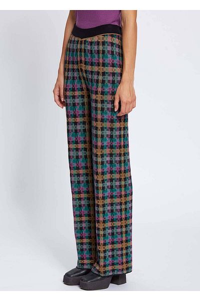 Knitss Plaid Patterned Jacquard Knitwear Trousers