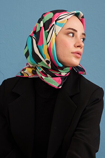 İpekhan Μοντέλο μαντήλι από μαύρη βαμβακερή βισκόζη Daphne Turkaz