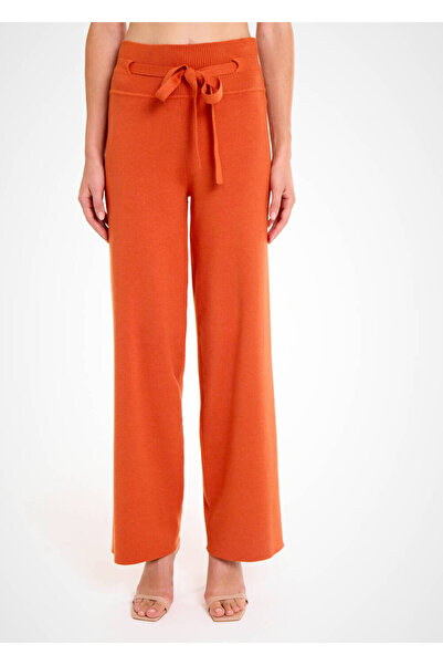 Knitss Orange Knitwear Trousers with Lace-Up Waist