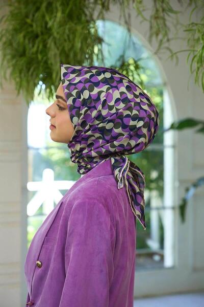 İpekhan Μαλακό κασκόλ Καφέ Μωβ Summer Sparkle Collection - 1185-04