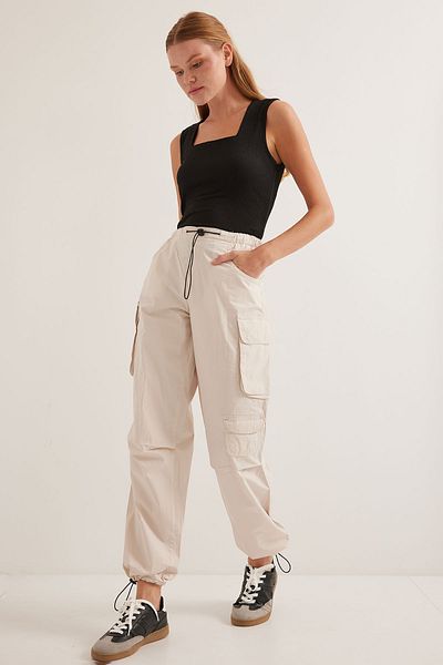 Bigdart Cream Women's Cargo Pants 6655 - Detailed with Pockets