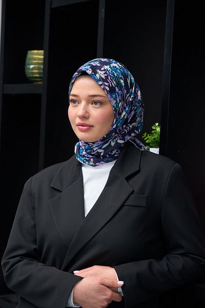 İpekhan Harmony Collection Μαλακό Κασκόλ Navy Blue Pink 1177-15