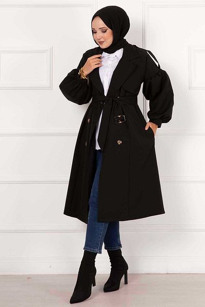 EBRUTESETTÜR Balloon Arm Portable Belted Waterproof Trench