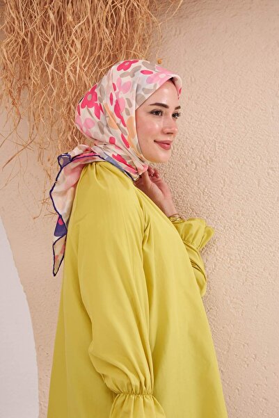 İpekhan Фіолетовий віскозний шовковий шарф Flowers 1122-03