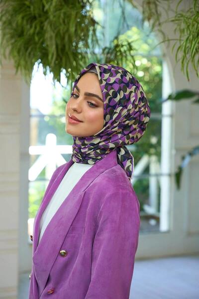 İpekhan Μαλακό κασκόλ Καφέ Μωβ Summer Sparkle Collection - 1185-04