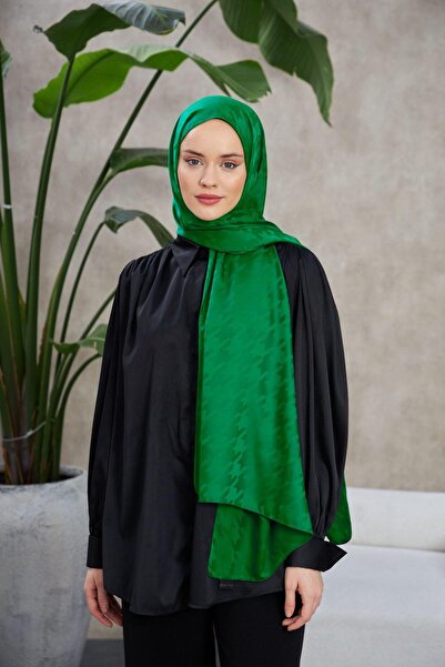 İpekhan Μοτίβο Neo Houndstooth Μεταξένιο Ζακάρ Σάλι Πράσινο 9010-04