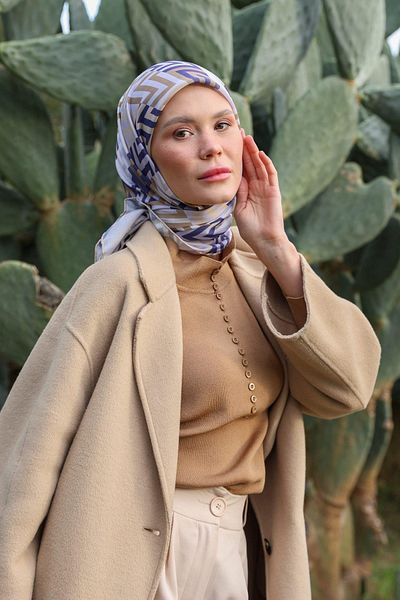 İpekhan Μαλακό κασκόλ LunaLiner Pattern Brown Mink 1166-09