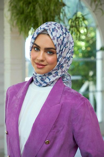 İpekhan Indigo Lavender Soft Scarf Summer Sparkle Collection - 1185-03
