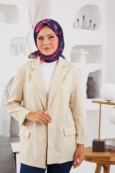 İpekhan Μαλακό κασκόλ Navy Blue Relax Geometric Line 1145-14