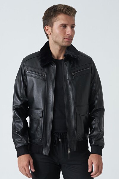 White Stone Armagh 5005 Slim Fit Torba Cep Kuzu Derisi Mont Siyah