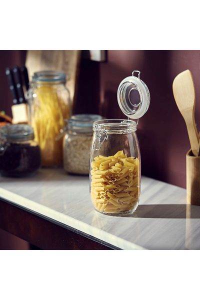Home Box Atlanta Glass Canister with Metal Clip - 1.4 L