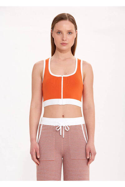 Knitss Органічна бавовна Crop Помаранчевий трикотажний топ