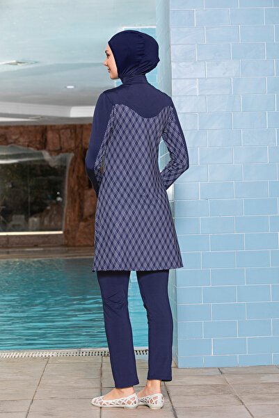 Bigdart Costum de baie hijab pentru femei cu acoperire integrală din Lycra albastru - 15872