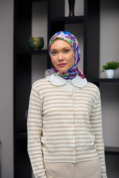 İpekhan Μαλακό κασκόλ Moss Green - Cherry 1179-13, Harmony Collection