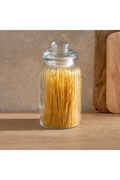 Home Box برطمان زجاجي مضلع أساسي - 1.2 لتر