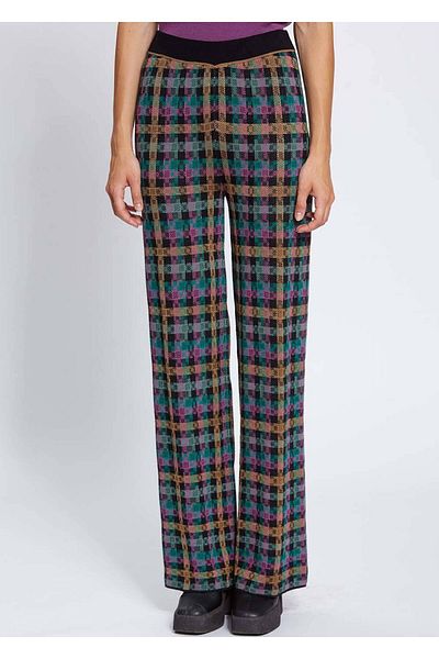 Knitss Plaid Patterned Jacquard Knitwear Trousers