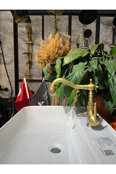 İSAOĞLU YAPI صنبور حوض غسيل ذهبي عتيق بتصميم كلاسيكي عتيق