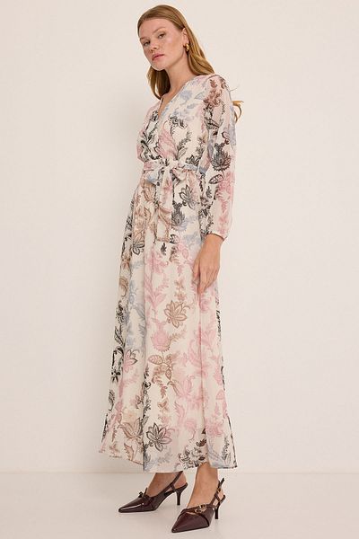 Bigdart Női Dusty Rose fekete virágmintás sifon ruha 2134
