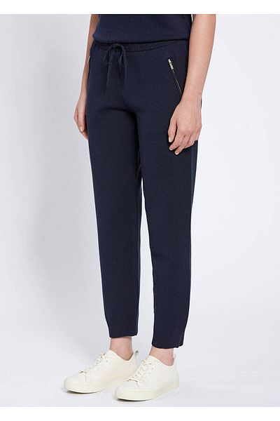 Knitss Pantaloni de tricotaj bleumarin amestecat de lână merinos