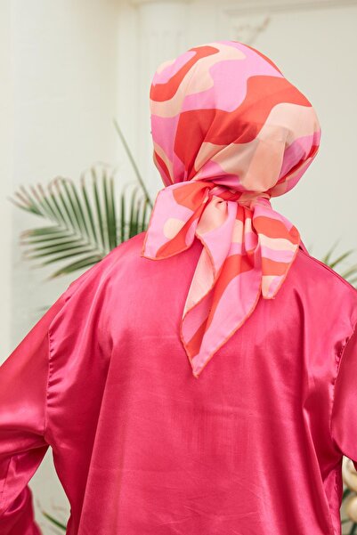 İpekhan Coral Colored Cotton Viscose Twist Scarf