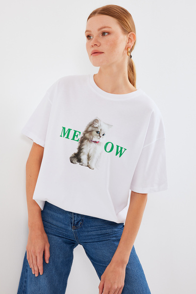 Bigdart 4319 Μπλουζάκι με στάμπα λευκού μεγάλου μεγέθους