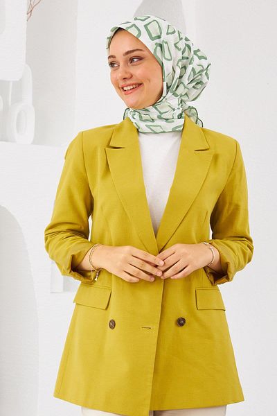 İpekhan Relax Geometric Trapz Soft Scarf Water Green 1144-09