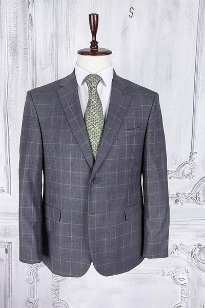 PR PACO ROMANO ART OF FASHİON MEN'S REGULAR FIT MONO COLLAR SMOKED PLAID 4 DROP SUIT