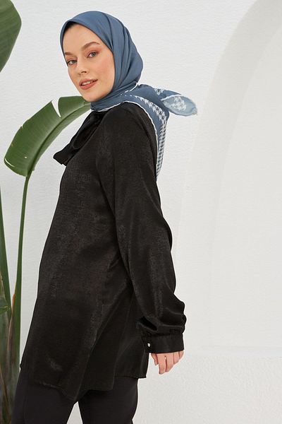 İpekhan Κασκόλ Houndstooth Γκρι βαμβακερή βισκόζη