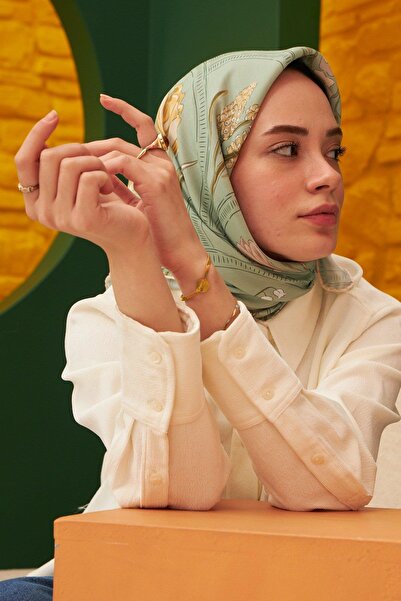 İpekhan Πράσινο βαμβακερό κασκόλ Firethorn μοντέλο βισκόζης