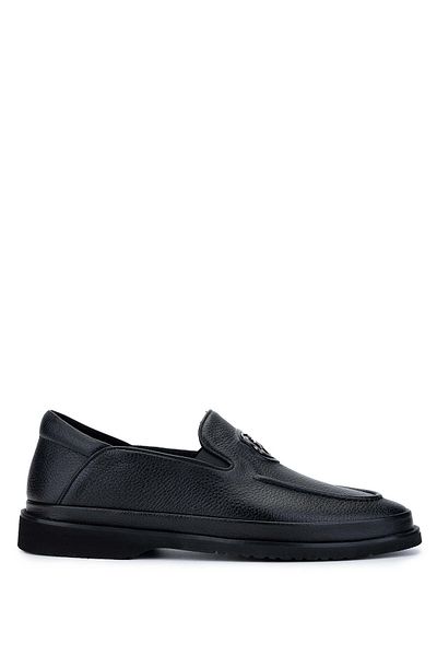 Tamer Tanca Men's Genuine Leather Black Floater Loafer Shoes