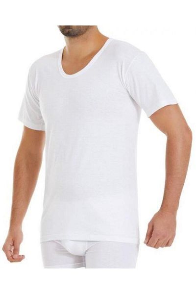 YILDIZ 01 Men's White Single Jersey Round Neck Short Sleeve Undershirt