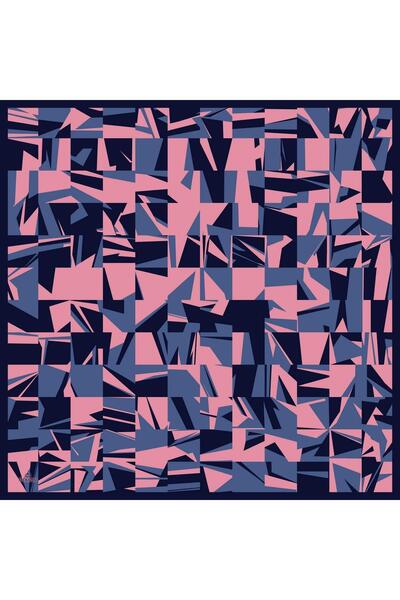 İpekhan Μαλακό κασκόλ με μοτίβο καμβά Ροζ Μπλε 1164-03