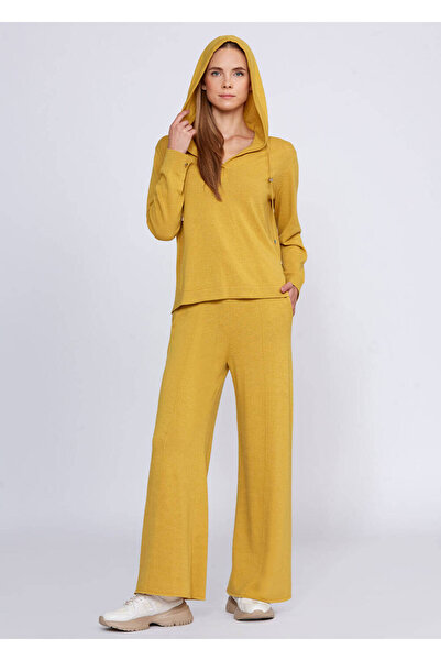 Knitss Kaşmir Karışımlı Kapüşonlu Sarı Triko Üst