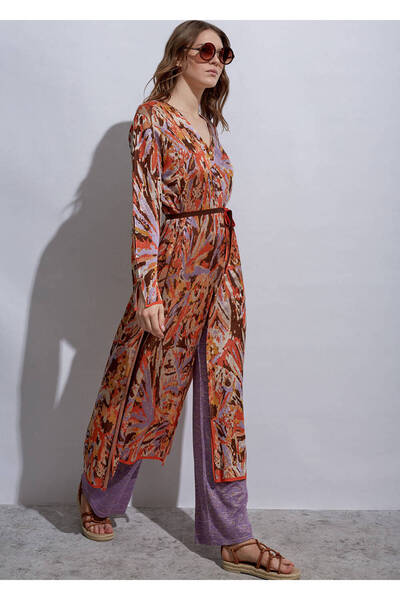 Knitss Derin Yırtmaç Detaylı Jakar Desen Triko Tunik