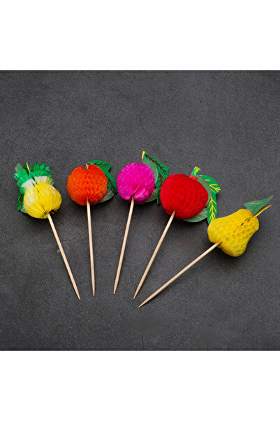 sinisgroupelektronik Meyveli Kürdan 50 Adet/paket Parti, Sunum, Süslü, Kokteyl, Renkli, Çubuk, Doğum Günü