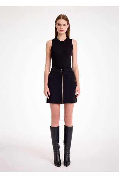 Knitss Μαύρο πλεκτό μπλουζάκι από μαλλί Merino